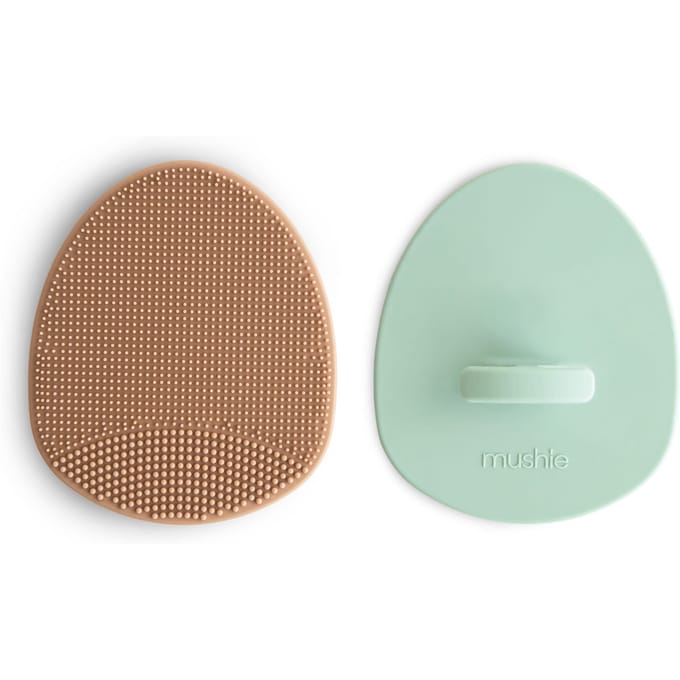 Mushie Cradle Cap Brush 2-pack | Natural / Cambridge Blue
