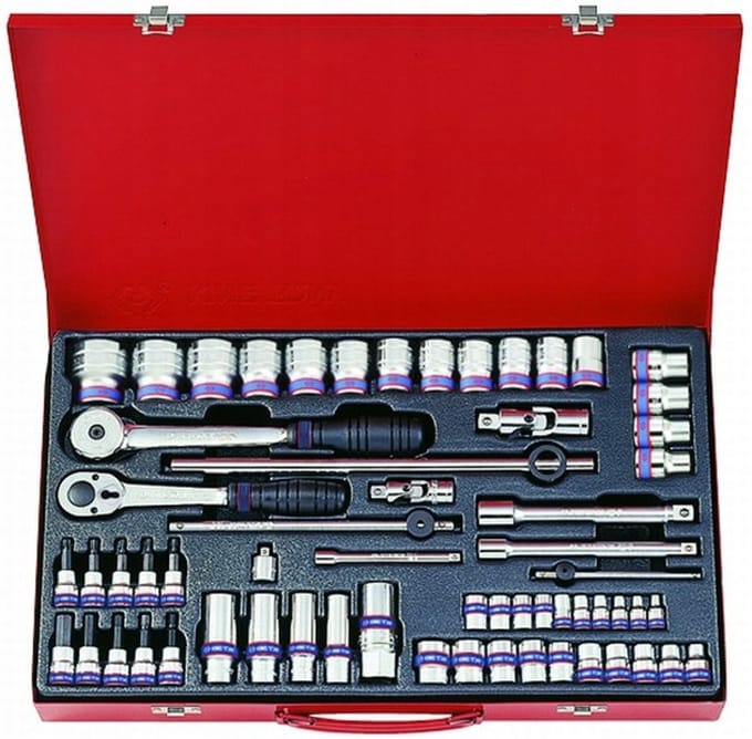 62-delige doppenset 1/4" 3/8" 1/2" 12-kant 4-32mm