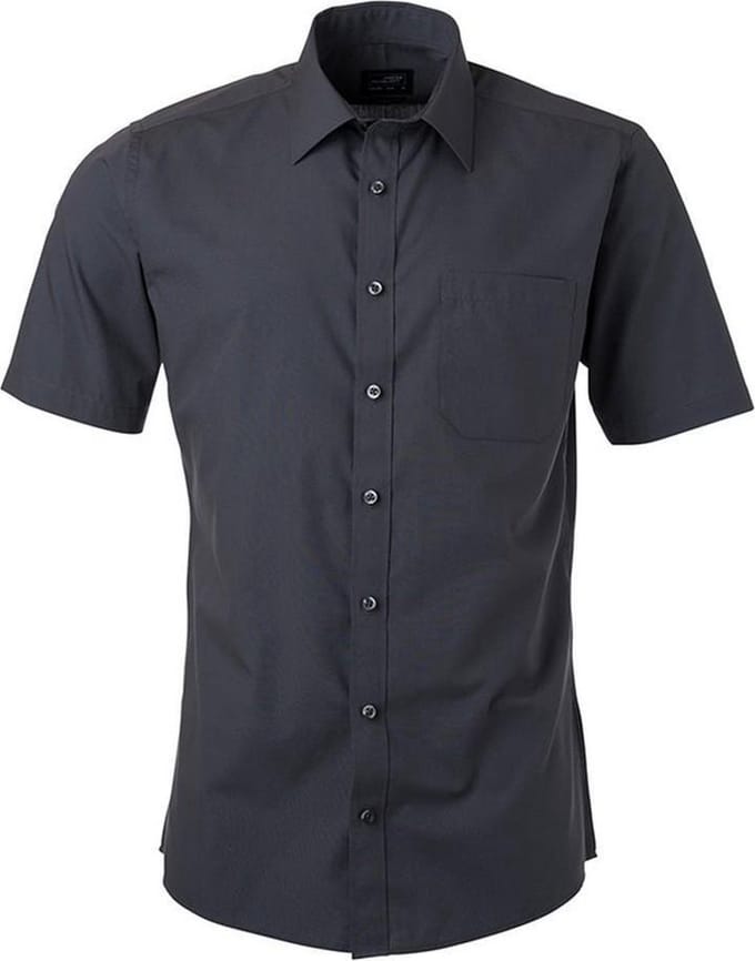 Daiber Herenshort Poplin Shirt met korte mouwen (Koolstofgrijs)