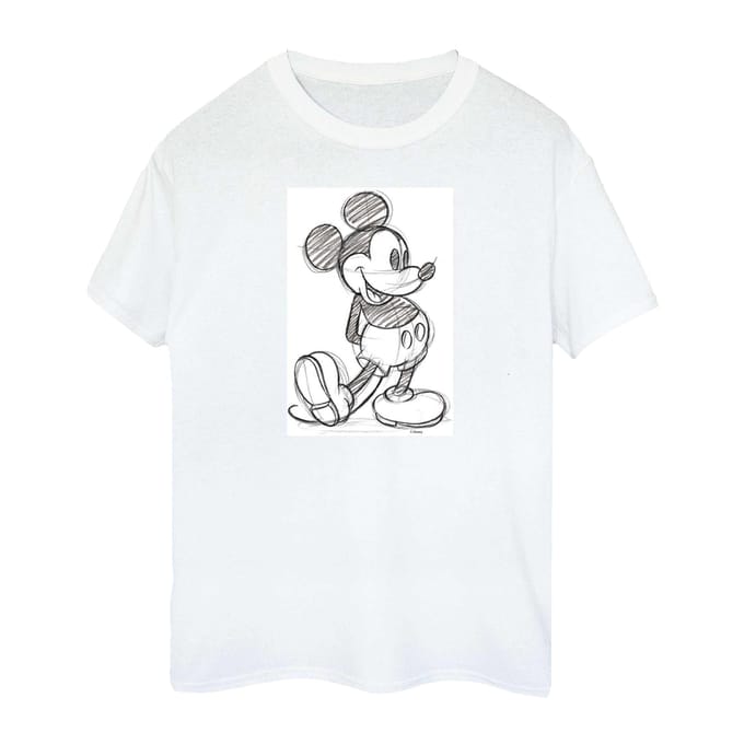 Disney Heren Mickey Mouse Schets Katoen T-Shirt (Wit)