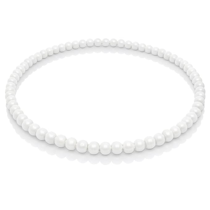 Witte houten kralen ketting 90cm