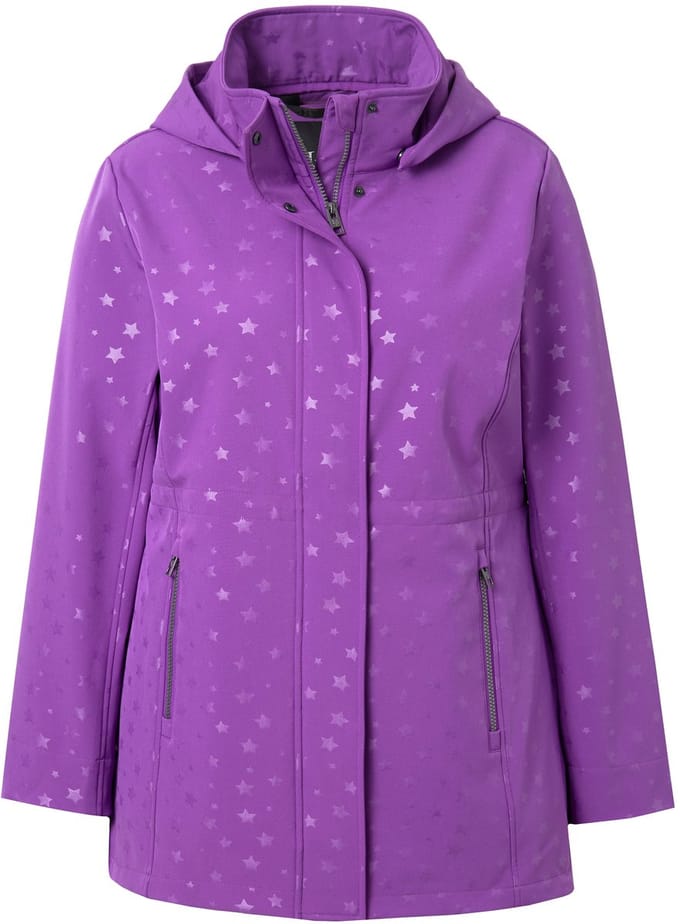 Ulla Popken - Dames - HYPRAR softshelljas waterdicht capuchon zoomsplit - Purper - Maat 42+