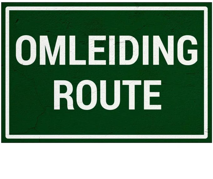 Omleiding route bord | Sign Again materiaal | 45 x 30 cm
