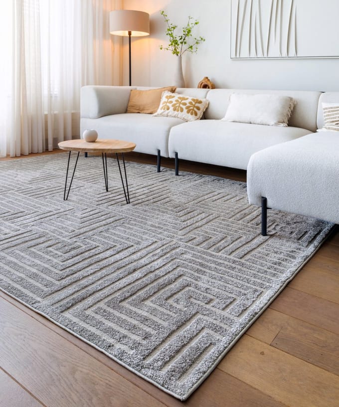 Scandinavisch vloerkleed - Contour Gem grijs 100x200
