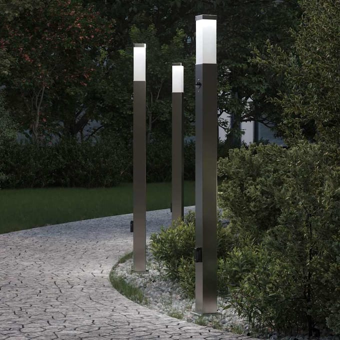 vidaXL Bolderverlichting met sensor en stopcontact 3 stuks 110 cm