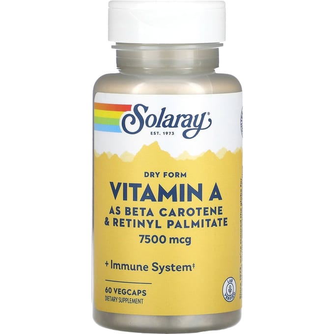 Droge formulering Vitamine A, 7.500 mg, 60 plantaardige capsules