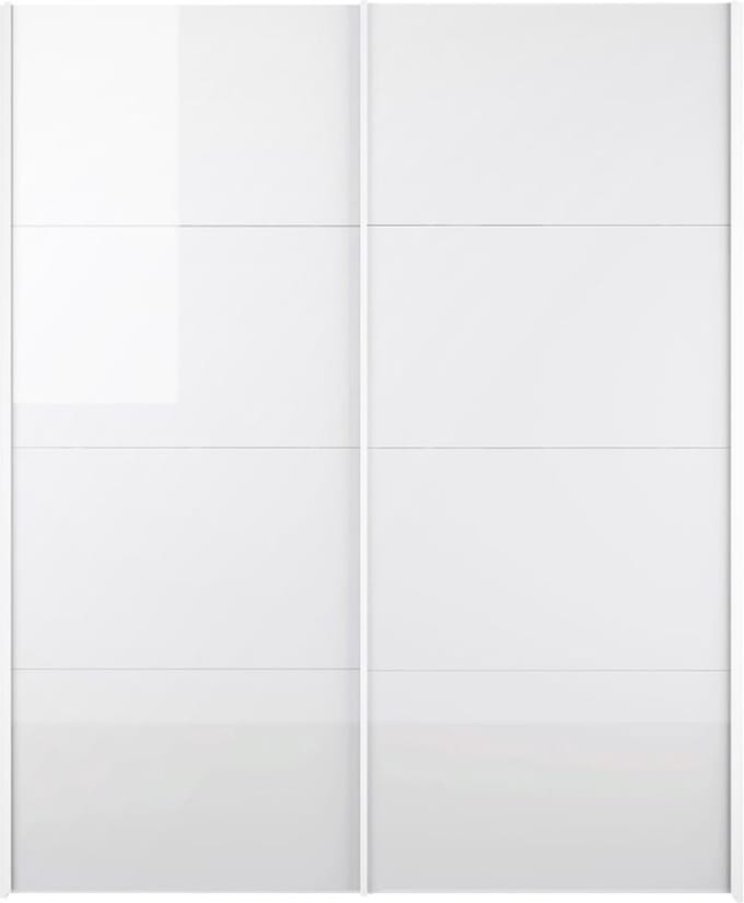 Veto kledingkast 2-deurs B 182 cm, wit en wit hoogglans.