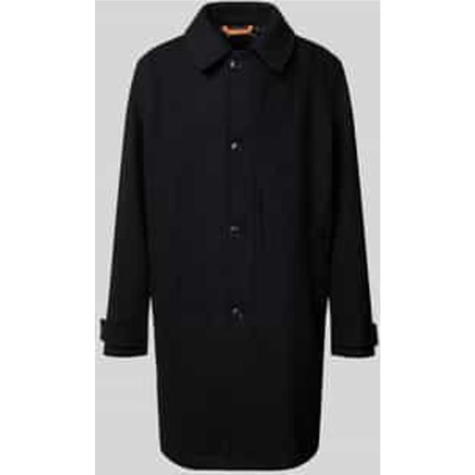 Regular fit lange wollen jas met platte kraag, model 'OCOZIER'