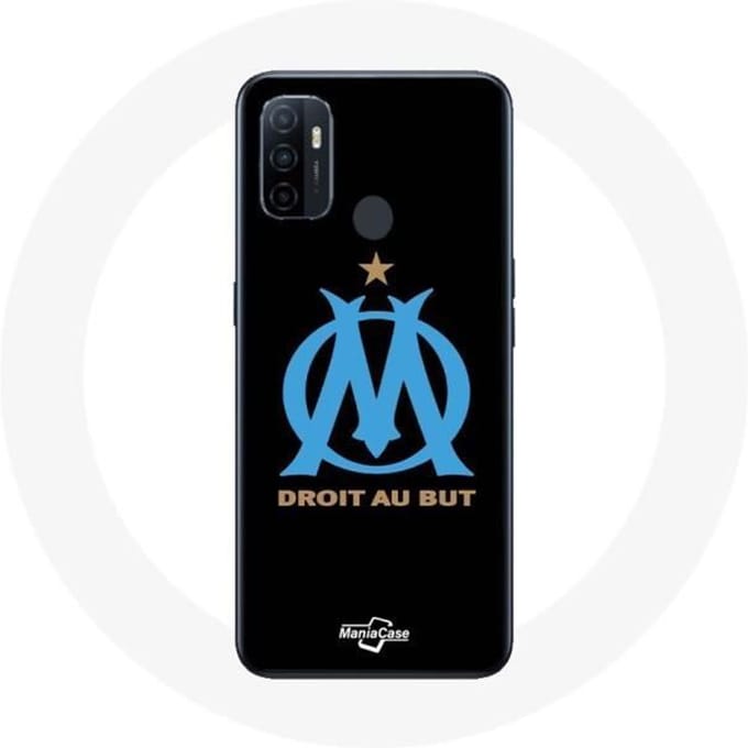 Coque Oppo A53 - Maniacase - Logo Olympique de Marseille - Rigide - Noir - Protection noir