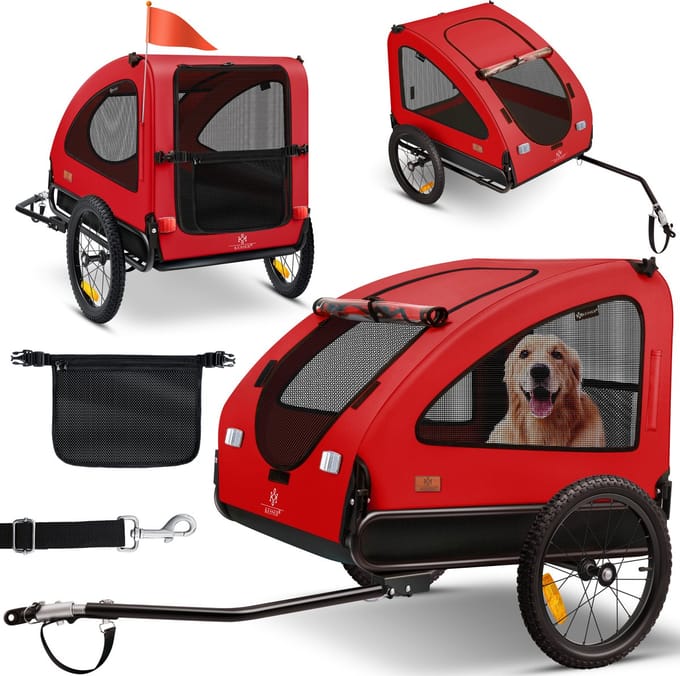 KESSER® Hondenfietskar tot 45 kg 3in1 Fietskar Hond - Rood