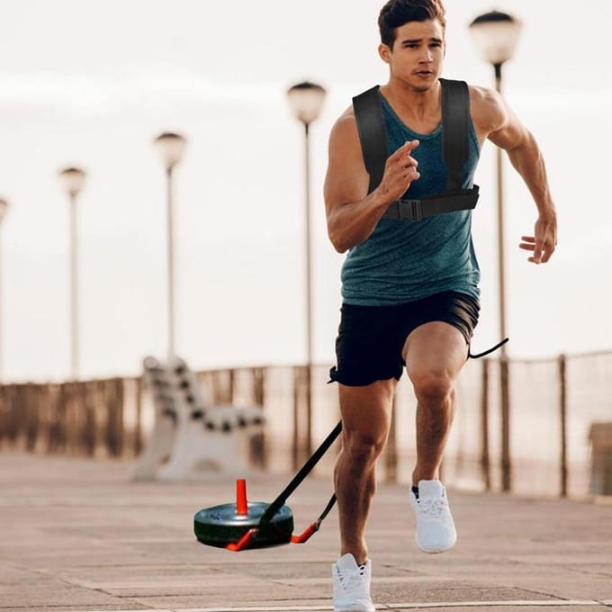 Verstelbaar Sled Pulling Harnas Met Gewatteerde Schouderband Voor Weerstandstraining Band Trekken Workout black