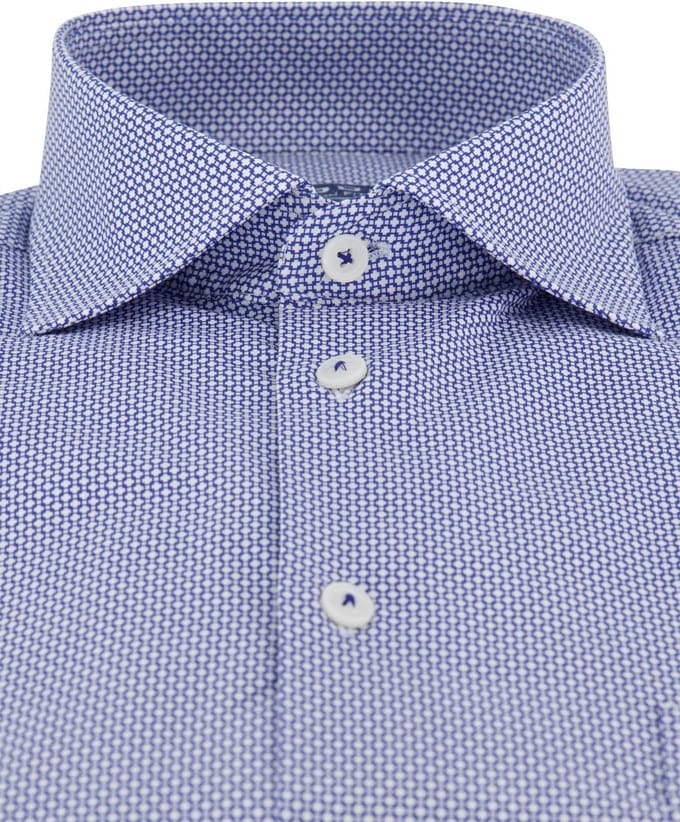 Ledub overhemd blauw geprint katoen