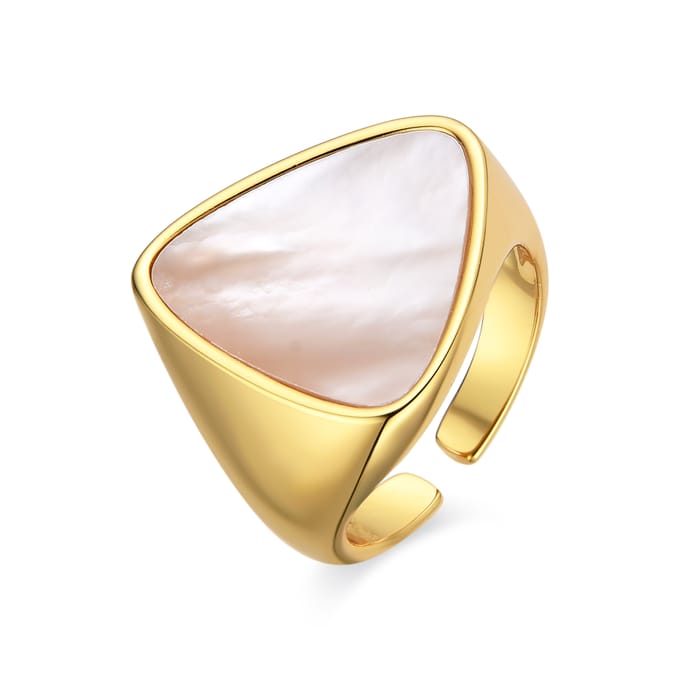 Luxenter ring met 18k goudfinish wit parelmoer - Sune