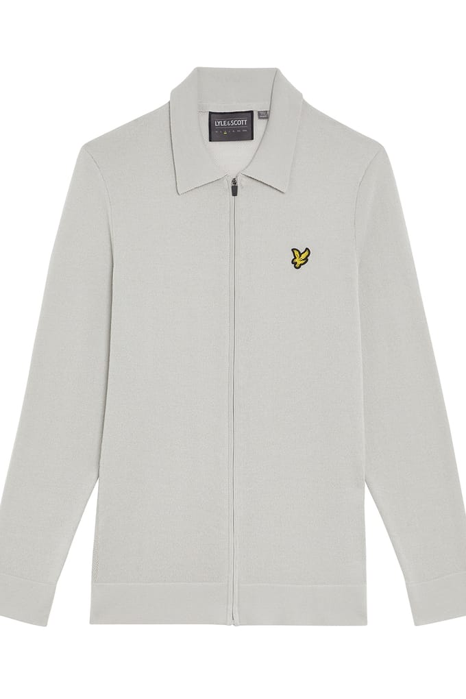 Lyle & Scott Lightweight Knitted Collared Cardigan Pebble Größe: XL | Cardigans Outlet | Herren