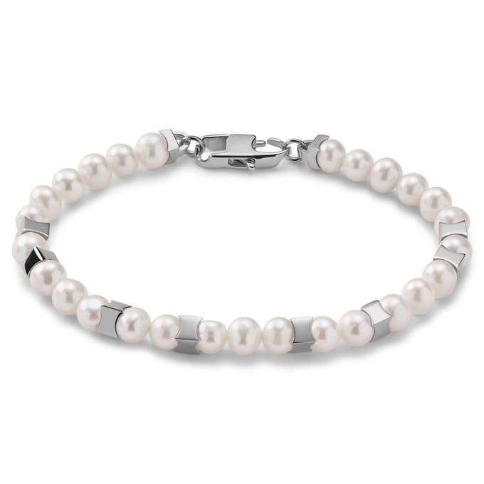Lucleon - Heren - Roestvrij Staal Armband - Wit