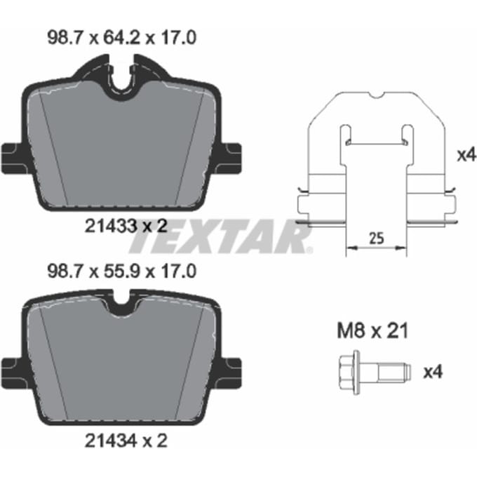 Remblokset TEXTAR 2143301, achter
