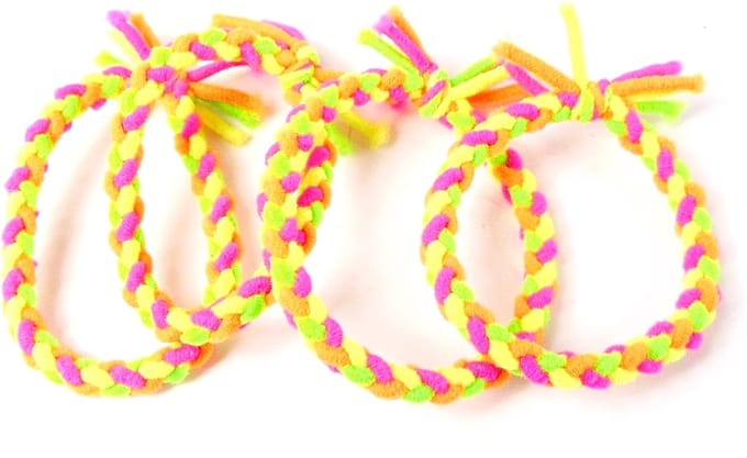Vlechtelastiek roze-geel-groen-oranje