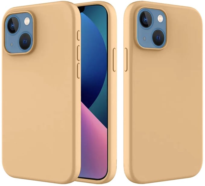 MobyDefend Hoesje - Geschikt voor iPhone 14 - Matte Siliconen Backcover - Licht Oker