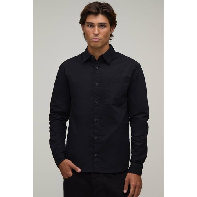 Regular Fit Katoenen Overhemd met Lange Mouwen | Black | Size XS