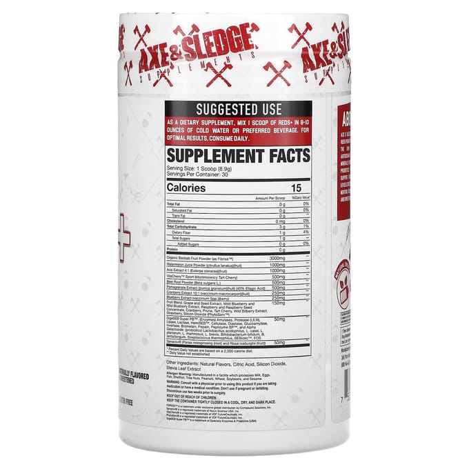 Ax & Sledge Supplementen, Reds+, Aardbei Acai, 9.41 oz (267 g)