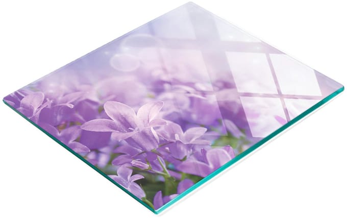 Glazen snijplank met decoratieve belafbeeldingen 60x52 cm