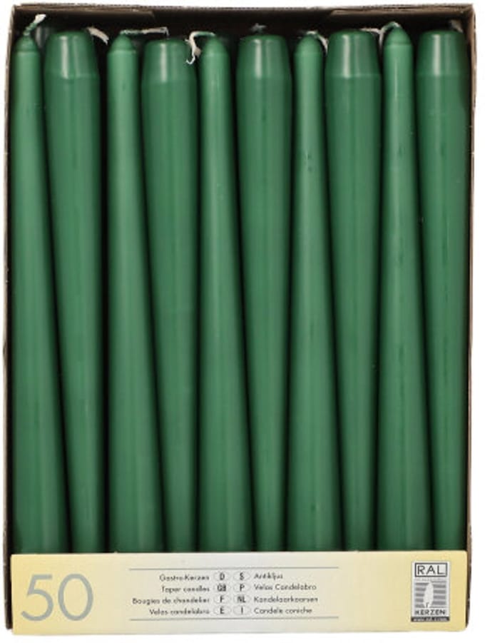 papstar leuchterkaarsen- 22 mm- donkergroen- 50 stuks pack