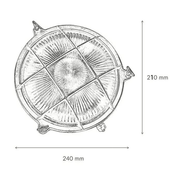 Licht-Erlebnisse - Serifos - Wandlamp - IP64 - E27 - van - Echt messing glas - in - Messing antik