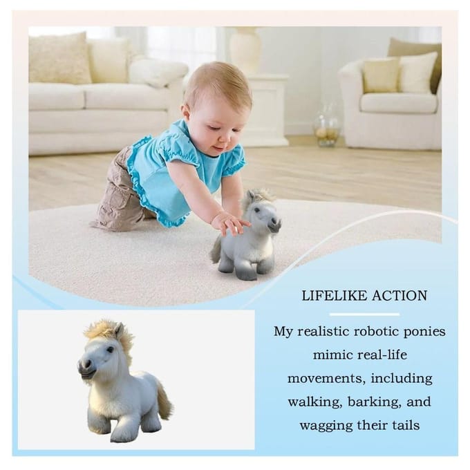 Mode Pluche Robot Paard Speelgoed Lopend Interactief Slim Paard Staart Kwispelend Elektronisch Bewegend Poppetje Kinderen wit