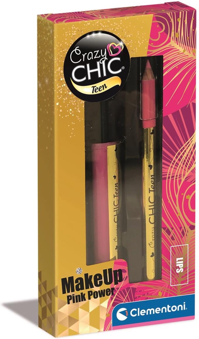 Clementoni - Crazy Chic - Lip Gloss en -potlood voor kinderen - Roze - vanaf 6 jaar