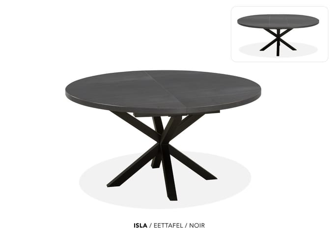 Maxfurn - Ronde uitschuiftafel 140/180 | Zeer krasvast | Kleur: Zwart