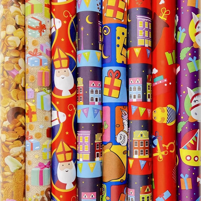 Sinterklaaspapier cadeaupapier - XXL sinterklaaspapier - 3 meter x 70 cm - 12 rollen
