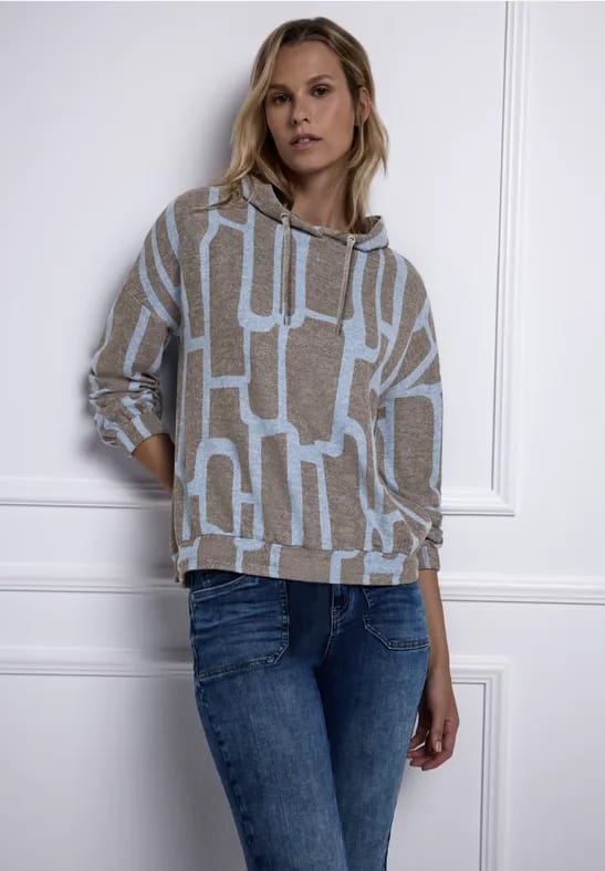 Gedessineerd shirt met capuchon