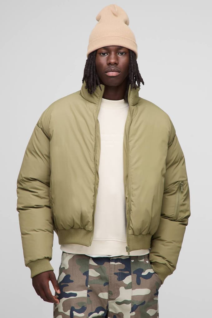 Regular Fit Mono Padded MA1 Bomber Jacket | Olive | Size Medium