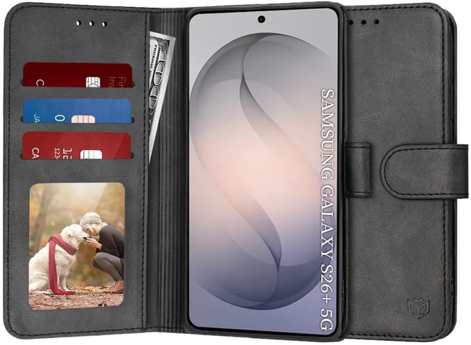 Hoesje geschikt voor Samsung Galaxy S26 Plus - Techsuit Diary Book Wallet Case - Zwart