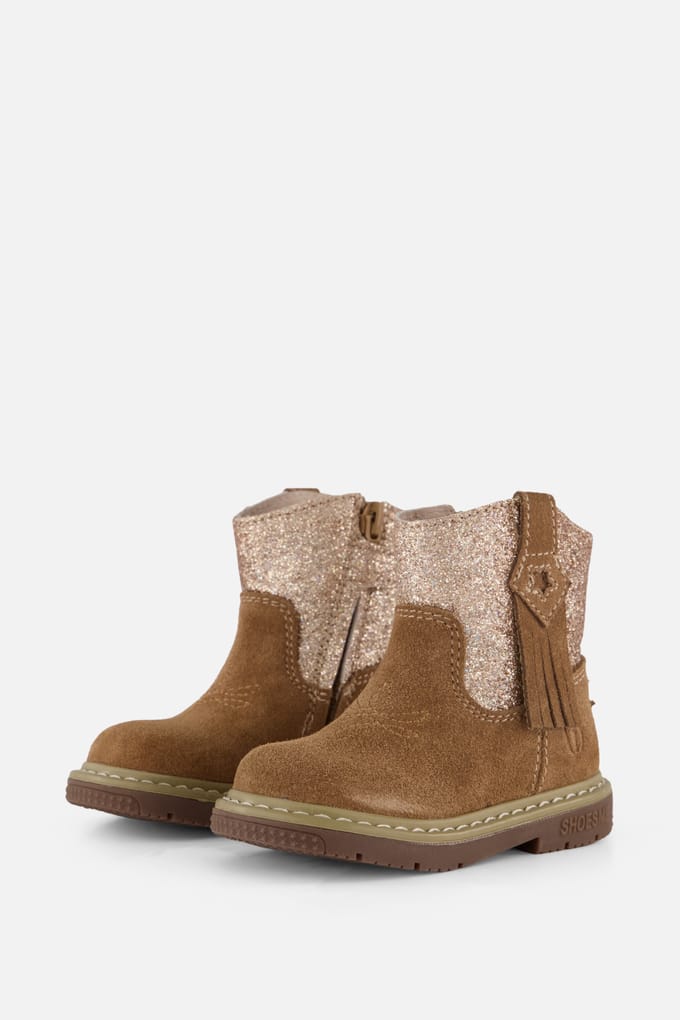 Shoesme Glitter Laarsjes cognac Suede - Dames - Maat 24