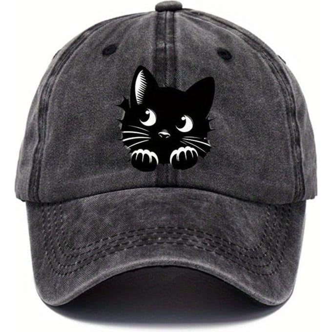 Baseballpet met Kattenprint, Schattig Ontwerp en Verstelbare Outdoor Staart Hat Adjustable black