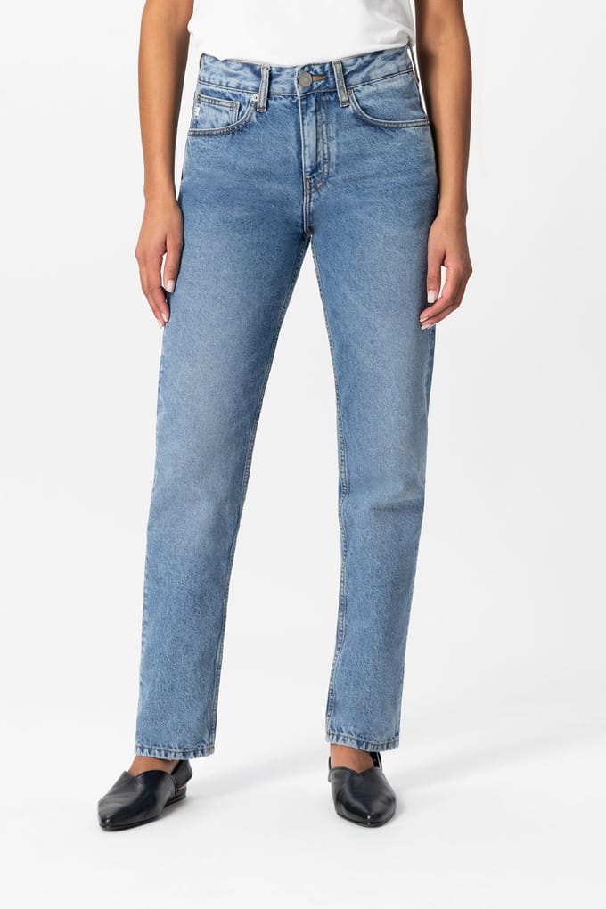 Mud Jeans Go Mid Straight Stone Vintage Maat: W32L30 | Straight Jeans Outlet | Dames | Blauw