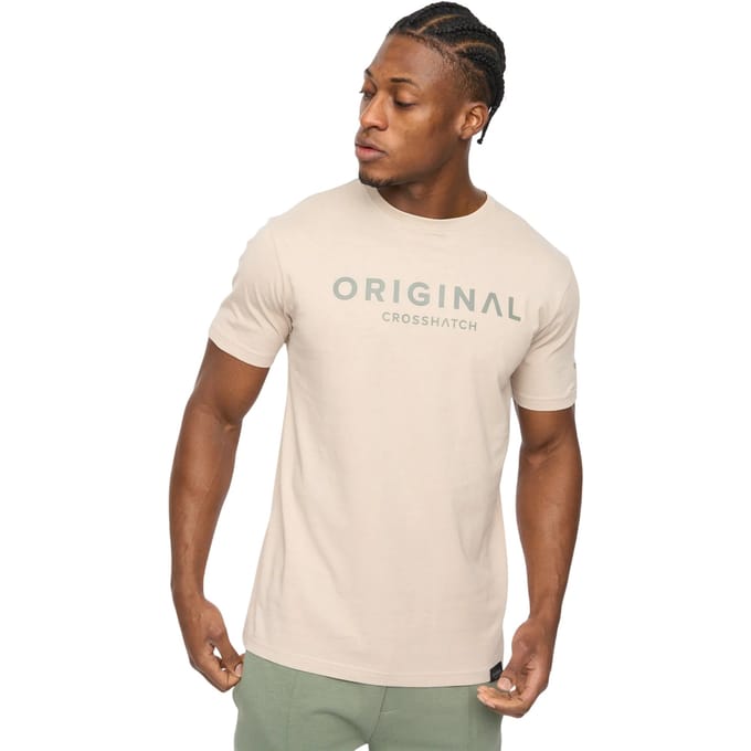 Crosshatch Heren Bardon Katoenen T-Shirt (Licht Steen)