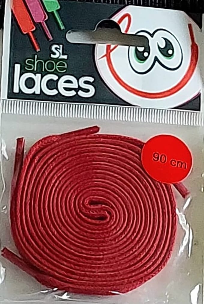 Smalle platte wax schoenveters 90cm 5mm breed - Rood
