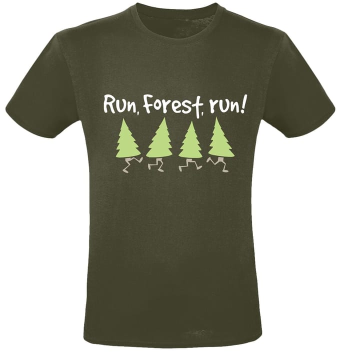 Sprüche - Fun T-shirt - Run, Forest, Run! - M tot XXL - voor Mannen - kaki