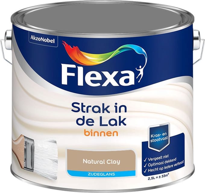 Flexa - Strak In De Lak Binnenlak Zijdeglans - Natural Clay - Mengverf - 2,5 L