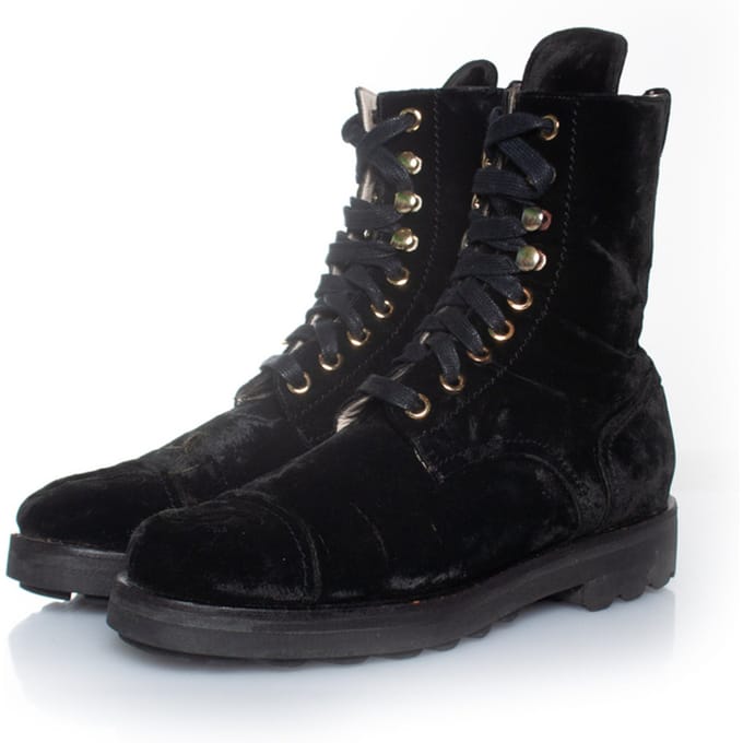 Chanel Velvet combat veterlaarzen
