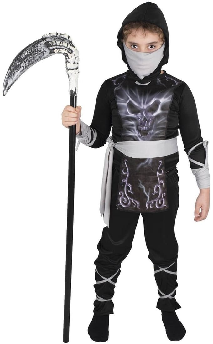 PTIT CLOWN - Skelet ninja kostuum voor kinderen - 122/128 (7-9 jaar)