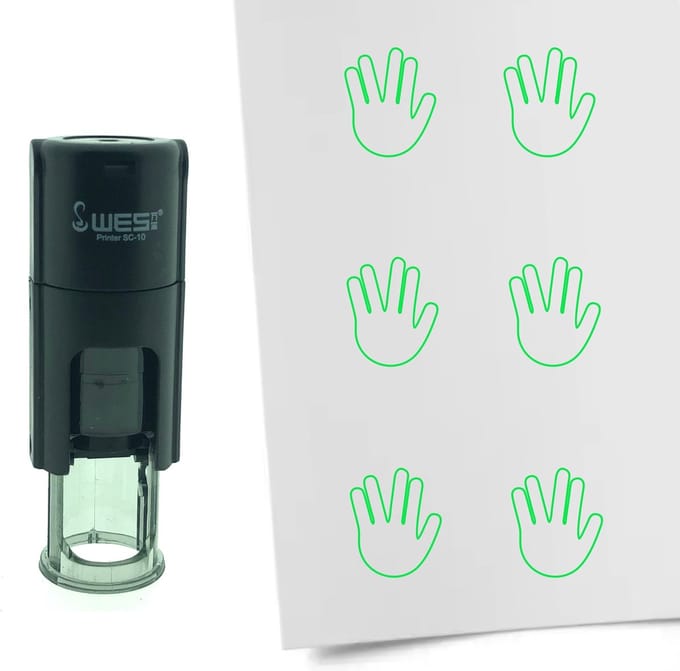 CombiCraft Stempel Mr. Spock Greeting 10mm rond - Groene inkt