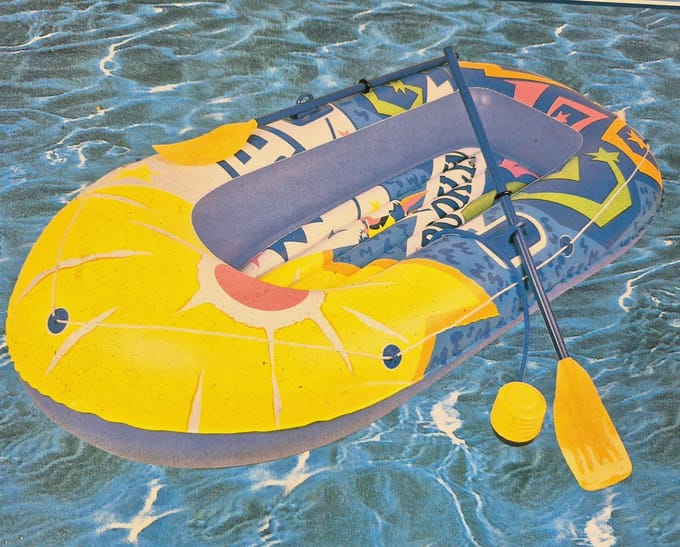 tweepersoons opblaasboot - rubberboot - bootset met 2 peddels en 1 pomp 193 x 116 cm.