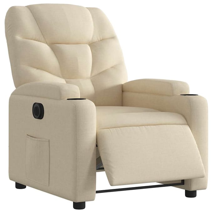 vidaXL - Fauteuil - verstelbaar - elektrisch - stof - crèmekleurig