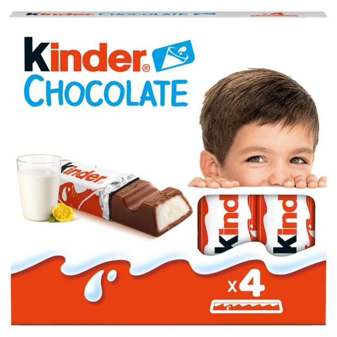 Kinder Chocolade Melkchocoladereep met melkvulling 50 g (4 stukken)