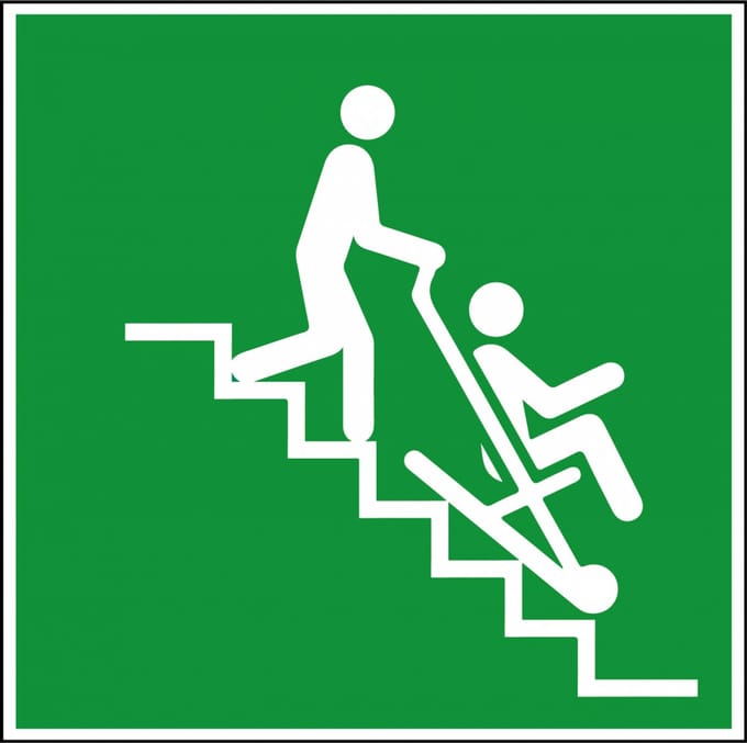Evacuatiestoel bord, kunststof, E060 200 x 200 mm