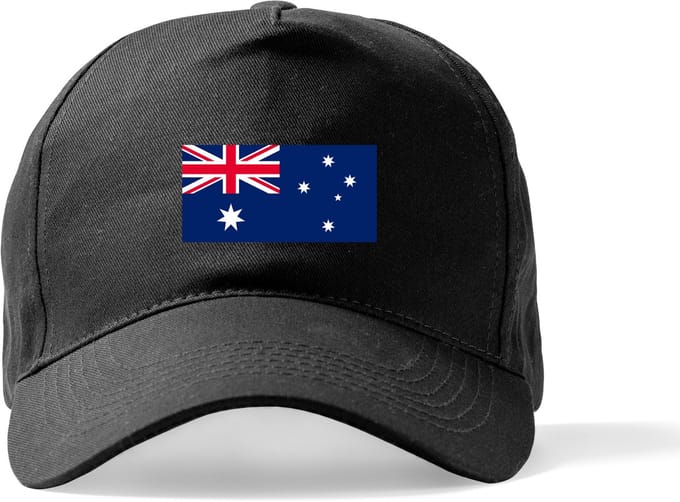 Zwarte Pet Beechfield met Wereldvlaggen, land Australie klittenbandsluiting