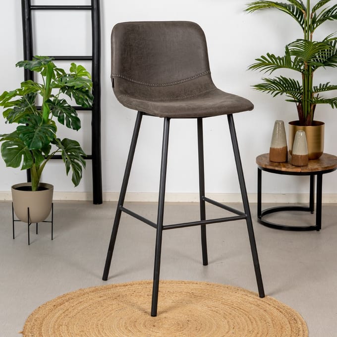 Bronx71® Industriële barkruk Mikky antraciet eco-leer 65-78 cm - barstoel